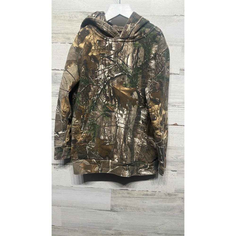 Game Winner Hoodie Boys Youth Medium Brown Camo Forest Pullover EUC